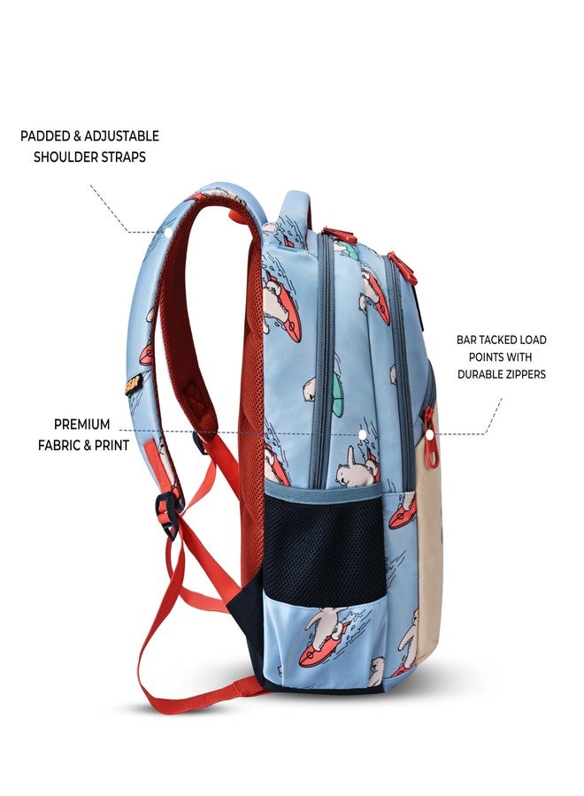 Gear Bear 3 Compartment Backpack 15"/21L Small Water Resistant School Bag/Casual 3 Compartment Backpack/Daypack/Kids Bag for Boys/Girls (Sky Blue-Orange) - Image 3